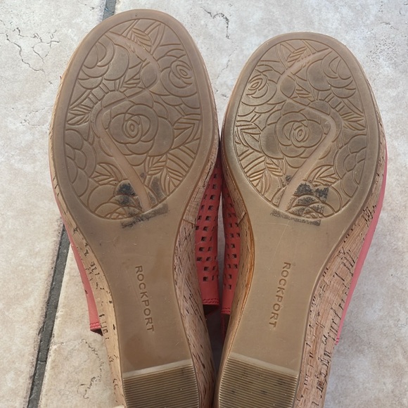 Coral Open Toed Wedge Sandal Heels - Picture 5 of 7